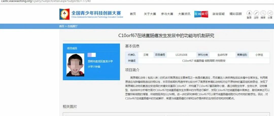 是提前铺路还是天才，研究员读小学的儿子研究基因和结肠癌关系获大奖！