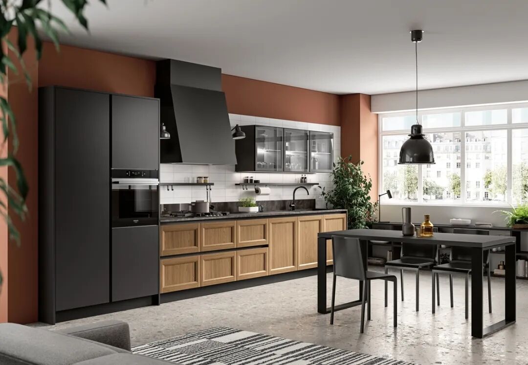 Wooden and Black Color Kitchen Cabinets.jpg