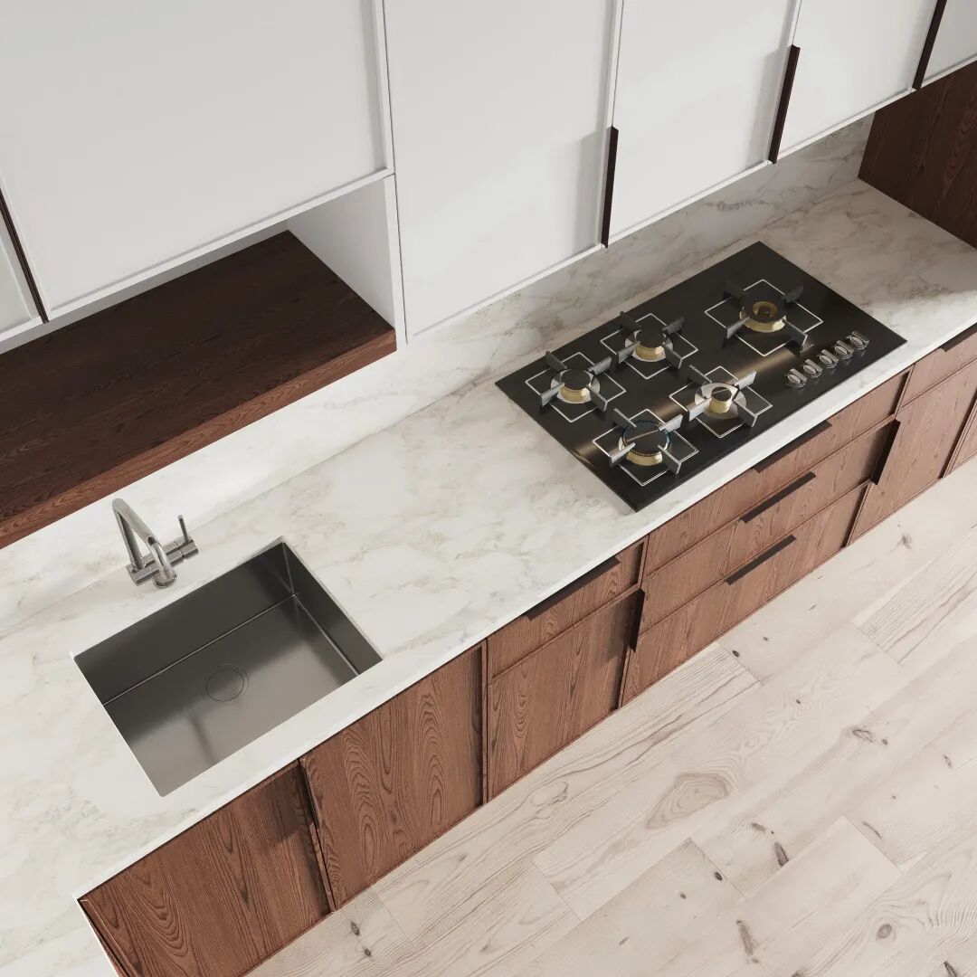 Quartz Countertop with brown wooden cabinets.jpg