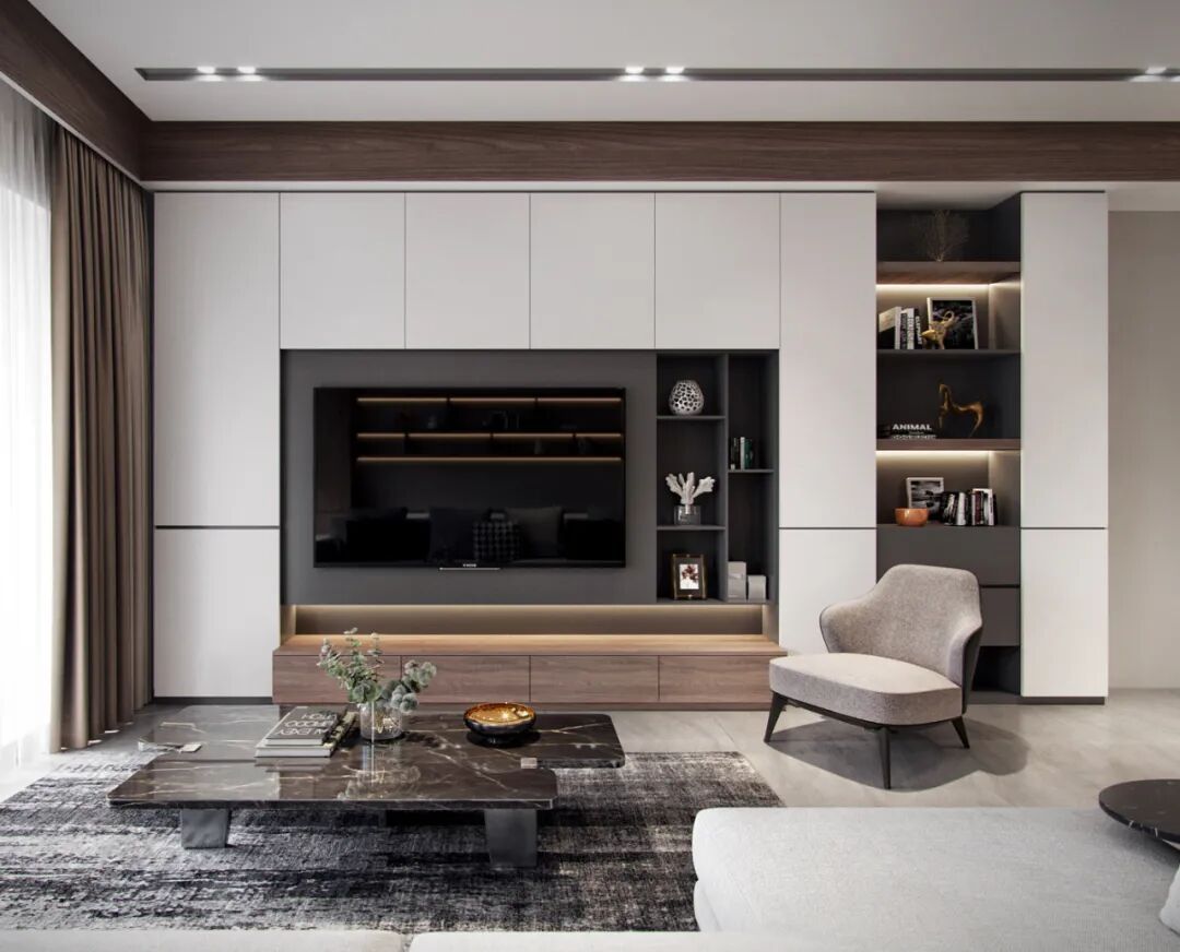 53个瞬间提升客厅档次的电视背景墙案例
