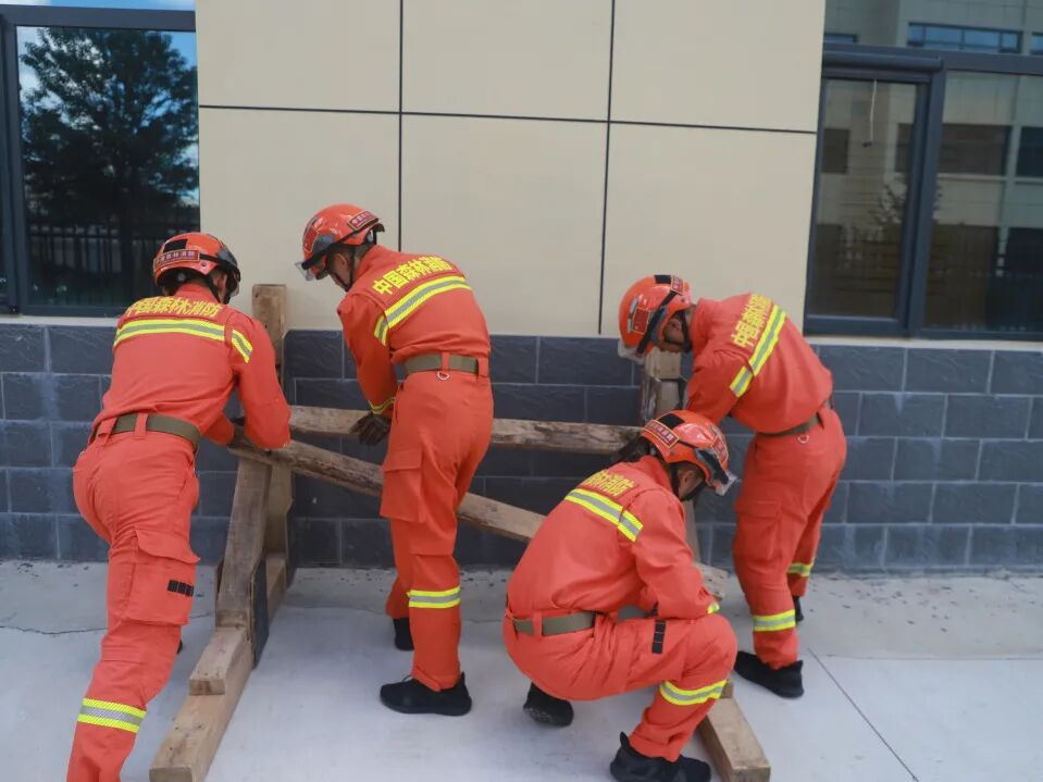 新蓝入列丨西峰区森林消防大队认真开展新消防员木支撑训练