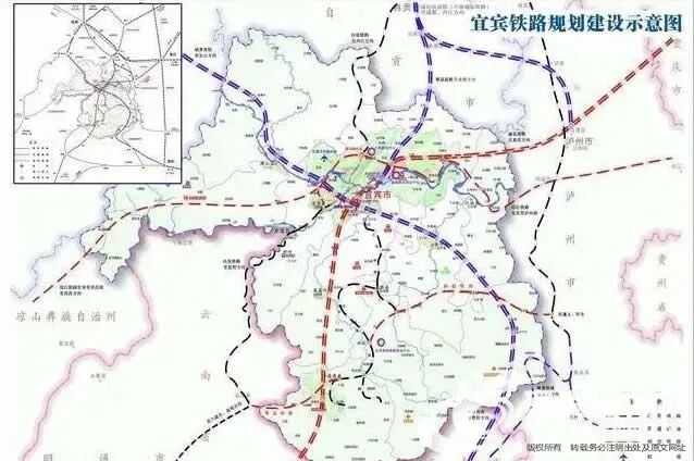 分别是在建成自宜高铁,叙毕铁路和渝昆高铁,规划建设宜西攀大(丽)高铁