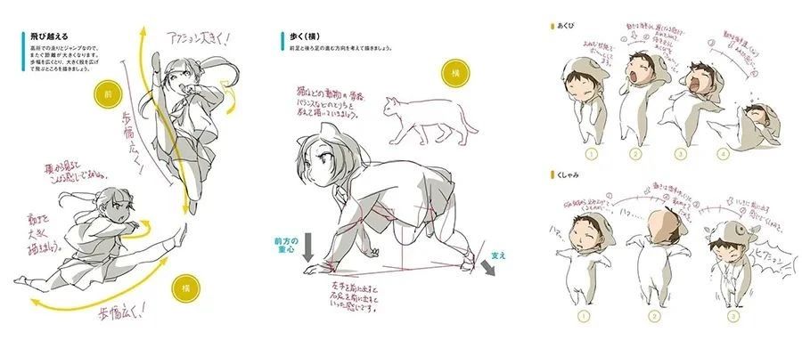 【绘画参考】可爱俏皮且脑洞大开的人体动态姿势（动态速写素材）