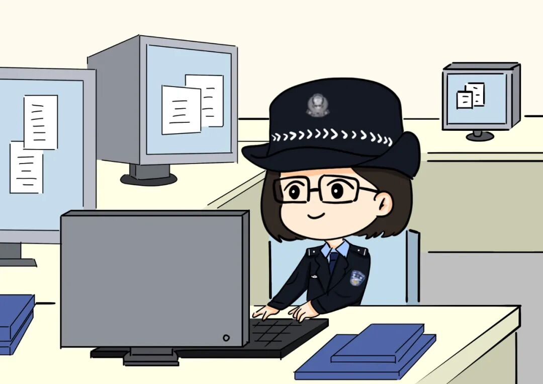 你好警察节一组手绘漫画致敬警察节