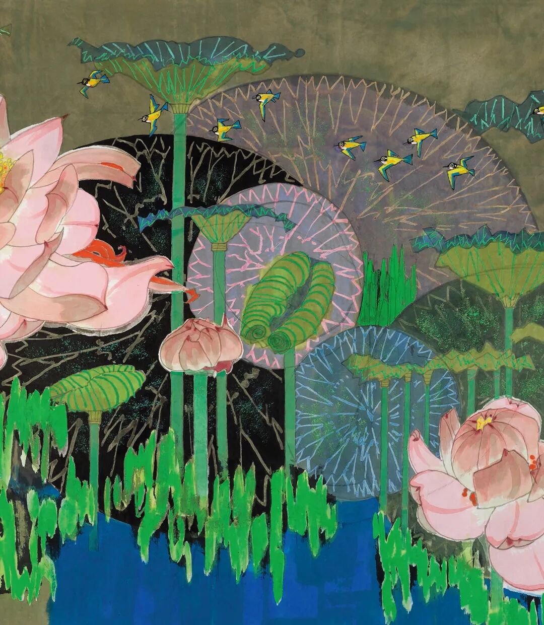 常是我来微雨后九十翁黄永玉彩墨磅礴巨制雨后新荷