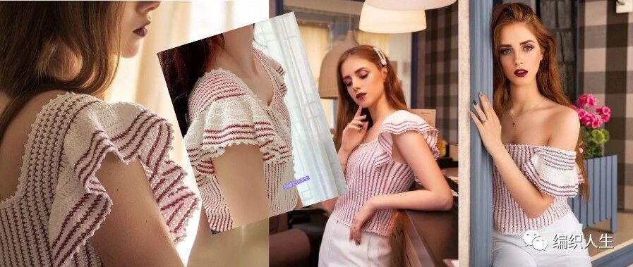 红颜：不用打底两穿条纹飞袖夏日小衫（有编织图解）