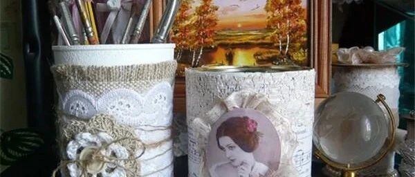 普通零线和小物也能华丽转身！2款超简单的文艺复古蕾丝收纳罐制作方法