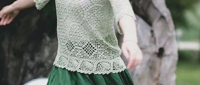 云帛2作品 | 云团织84薄荷叶 • 蕾丝钩针衣（有编织图解）