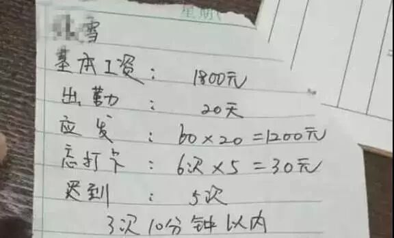 工资条时发现,自己和另外一名同事,9月份干了20多天,工资竟然成了负数