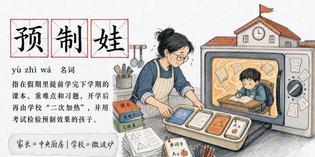 “预制娃”把家长比作中央厨房、把学校比作二次加热知识的微波炉。