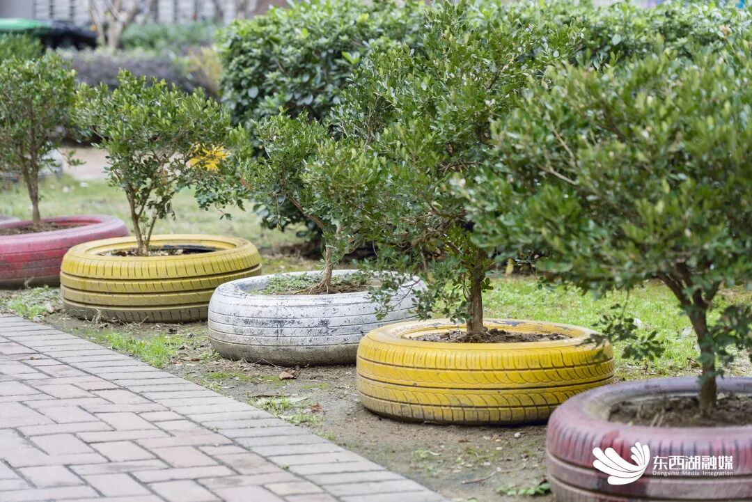 废旧轮胎有啥用?东西湖这个小区有好多!