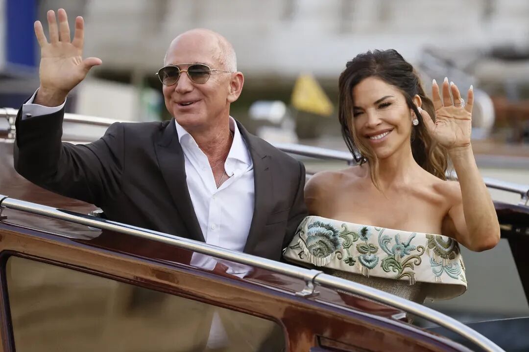 Jeff Bezos and Lauren Sanchez leave their hotel ahead of the their wedding in Venice