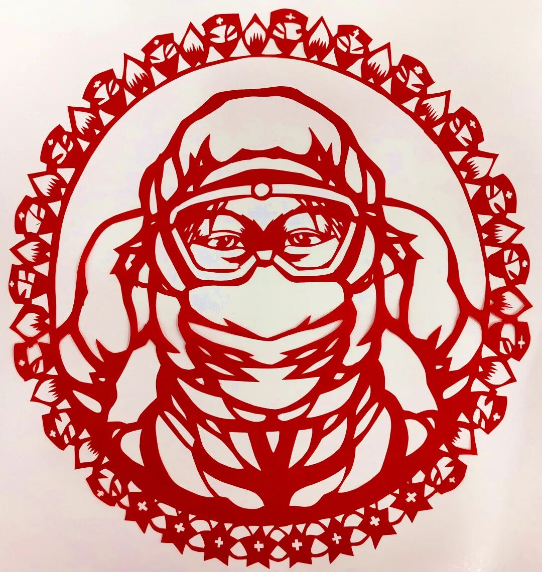 艺心抗疫金山孩子们用剪纸作品致敬疫线先锋