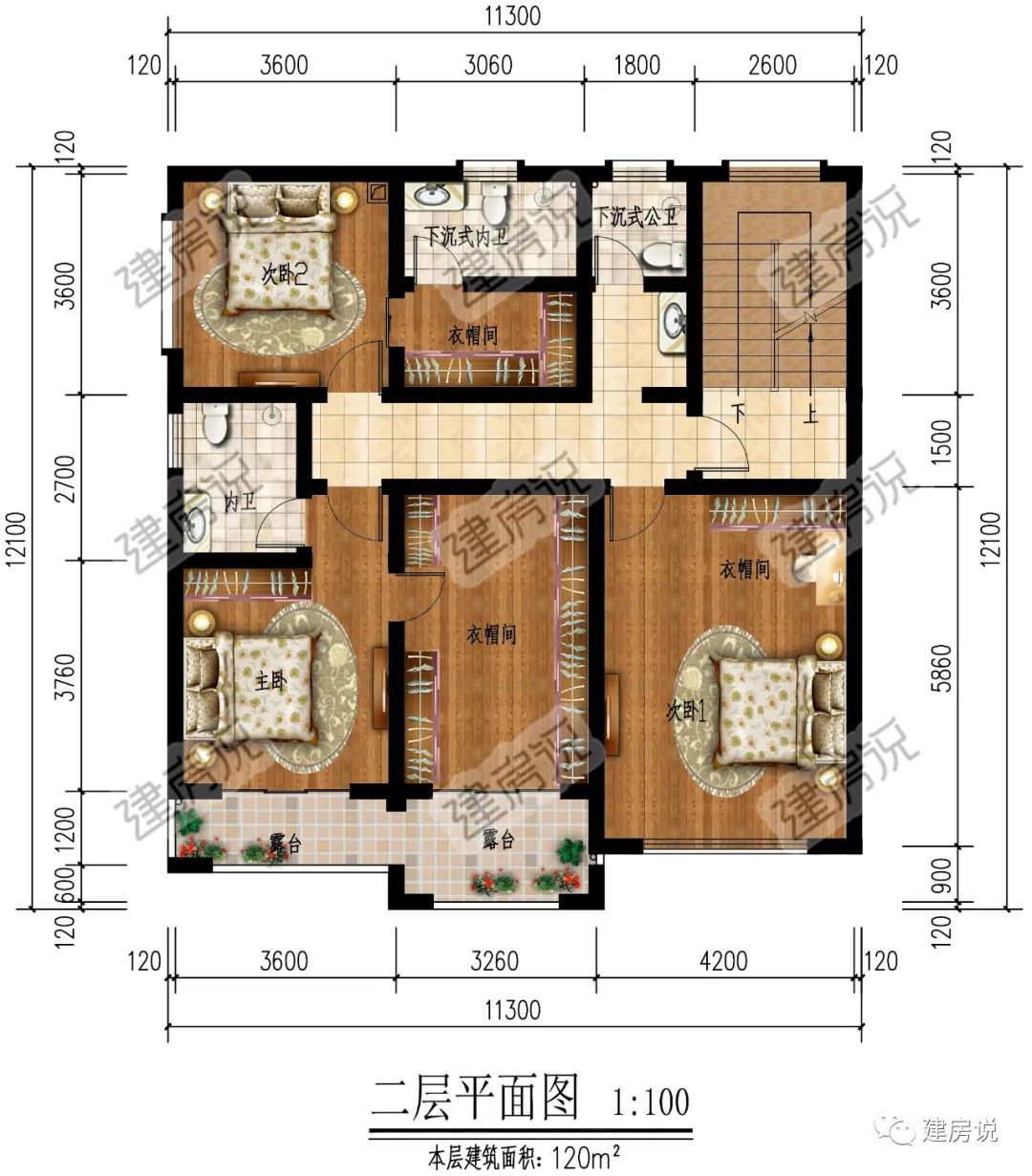 120平方复式楼设计图纸图片