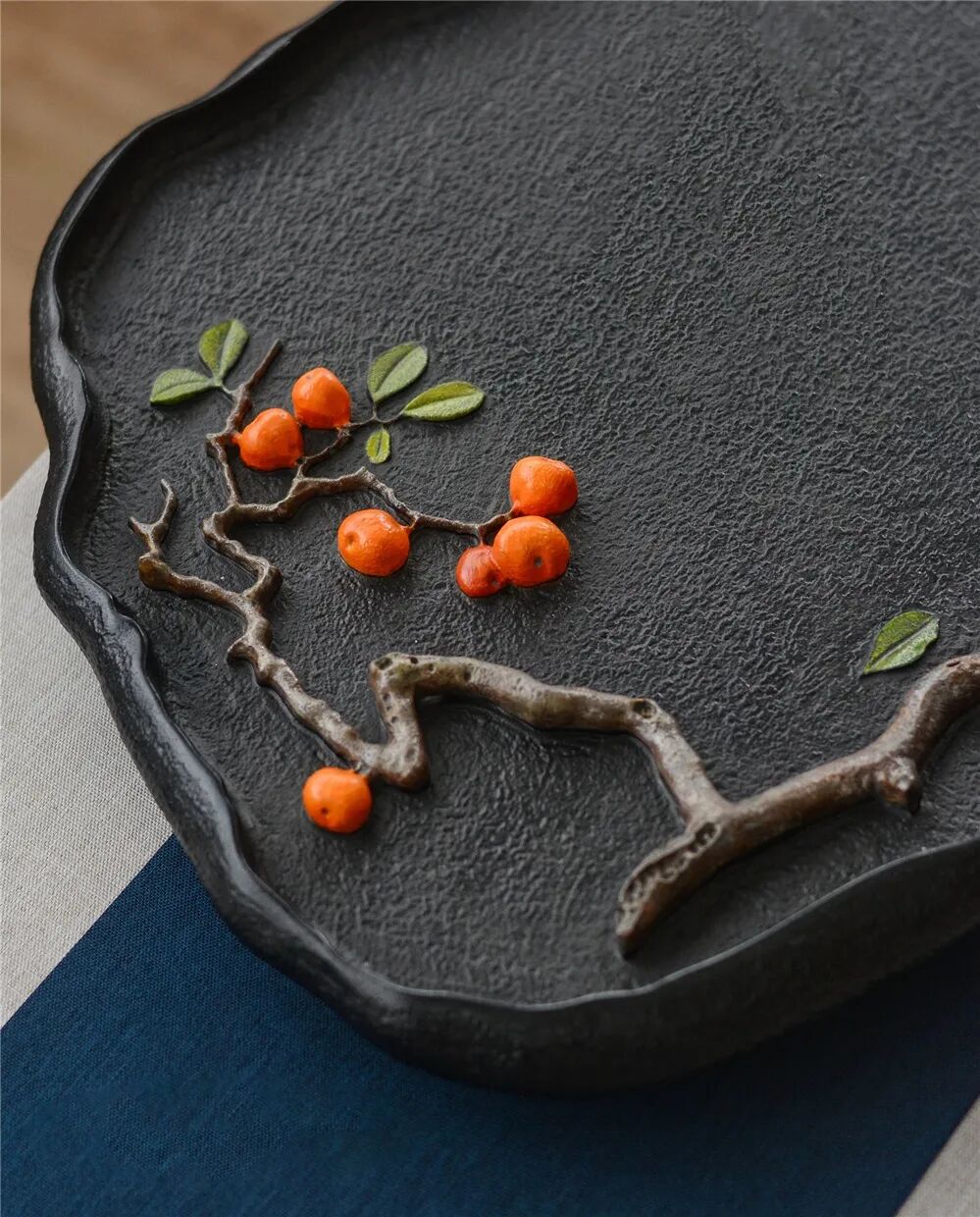 一茶一器丨彩绘磬石茶盘