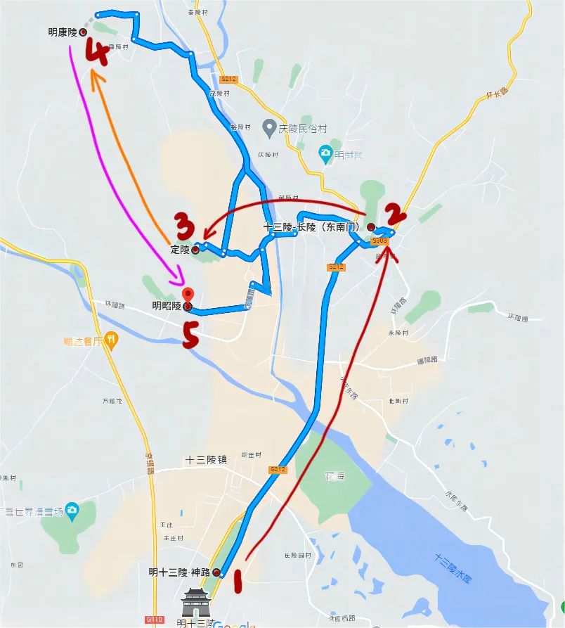 十三陵自行车道路线图图片