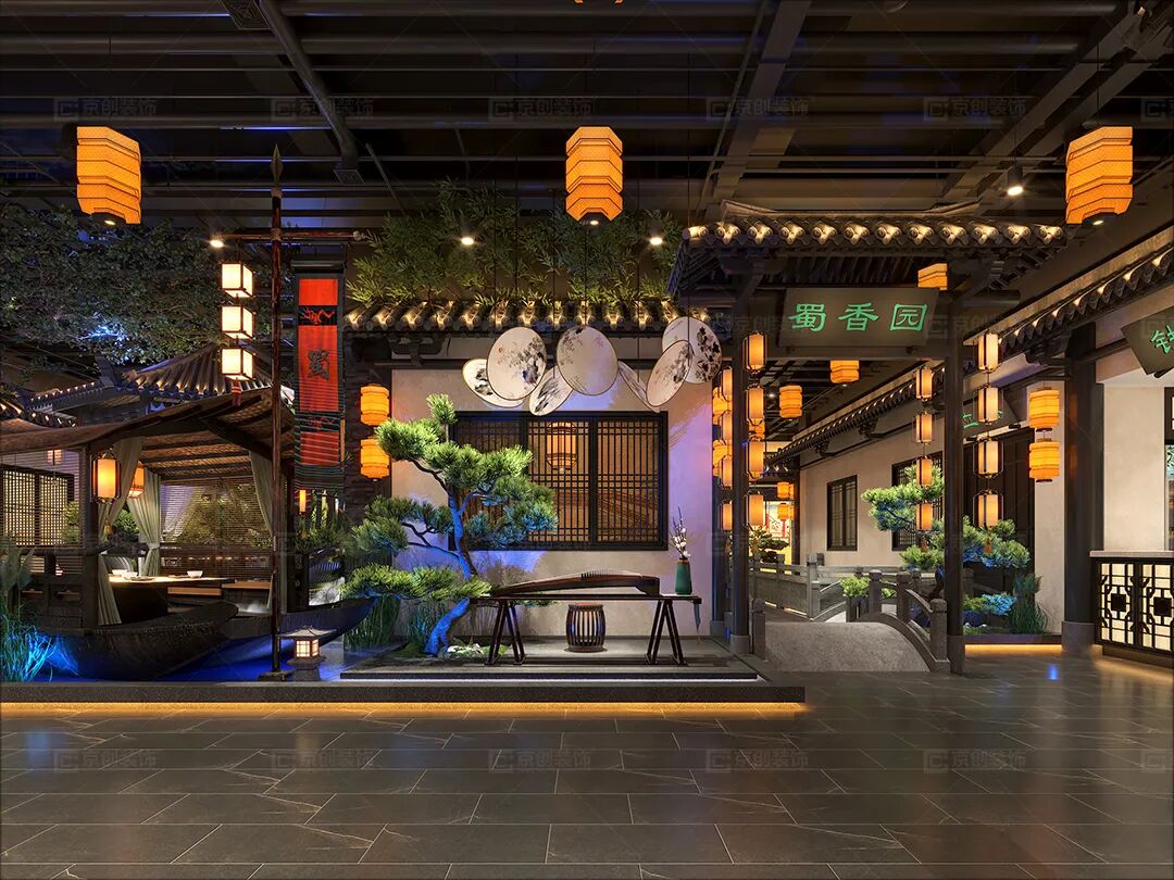 东莞市餐饮装修设计古风古韵的餐厅设计瞬间感觉穿越了