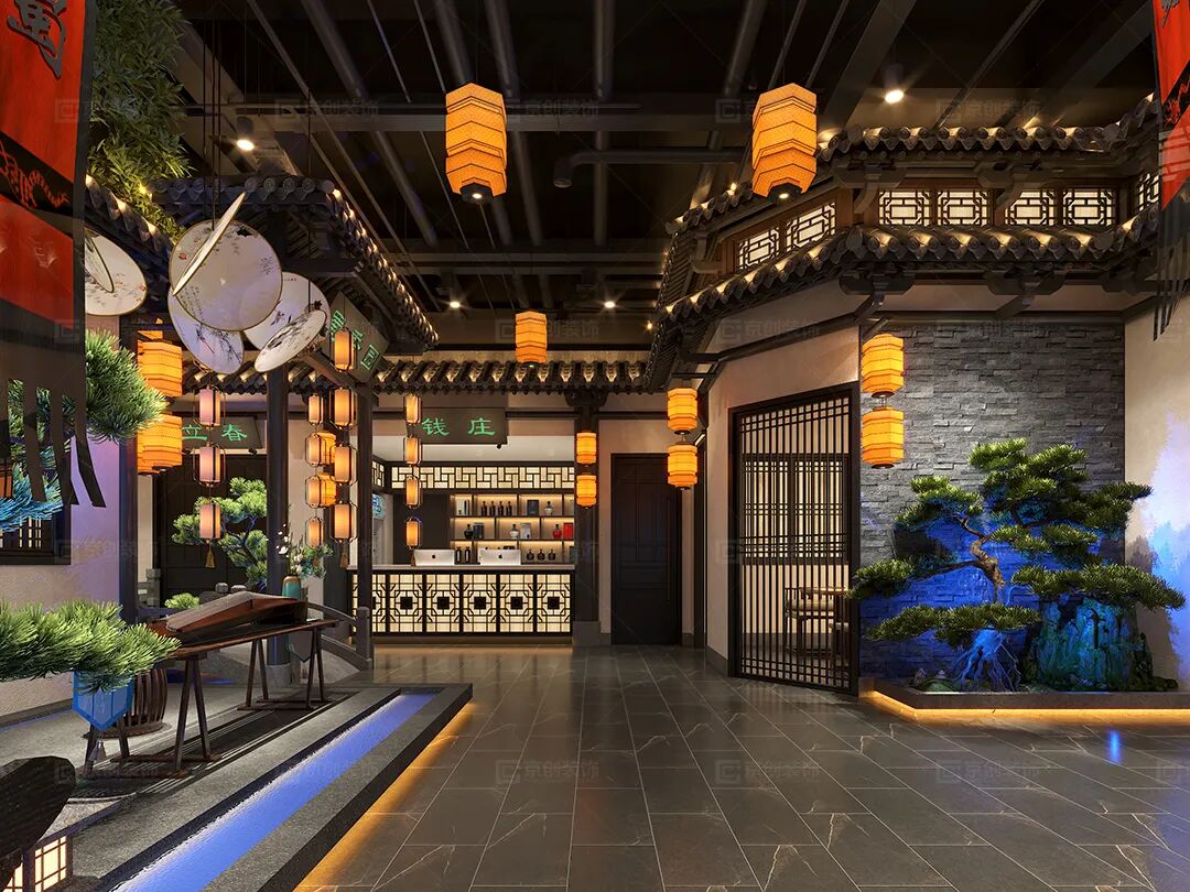 东莞市餐饮装修设计古风古韵的餐厅设计瞬间感觉穿越了