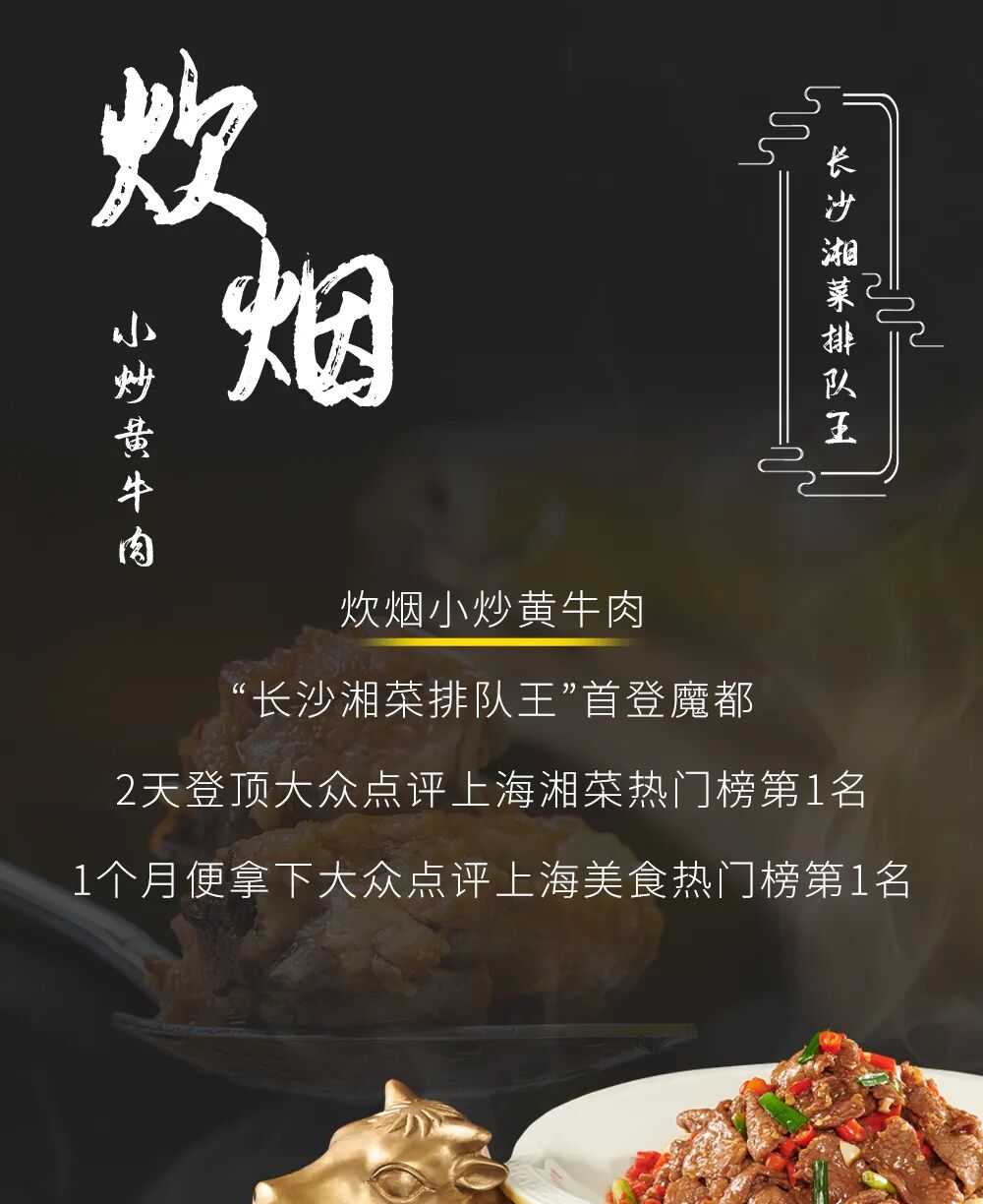 美食热门榜第1 炊烟小炒黄牛肉 被授牌 上海湘菜排队王 上海美食攻略 微信公众号文章 微小领