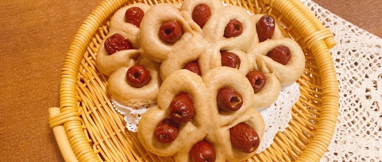 美容养颜，营养健康的红枣全麦花馍