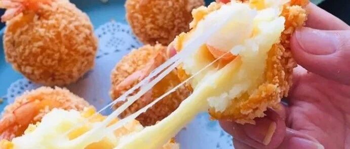 爆浆拉丝黄金芝士虾球，超简单，学会不用叫外卖了