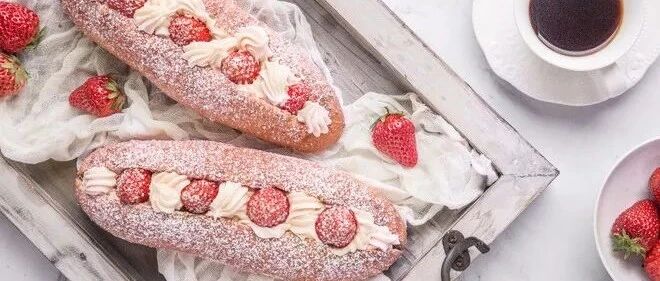 秒杀蛋糕店，草莓乳酪夹心软欧，真香！