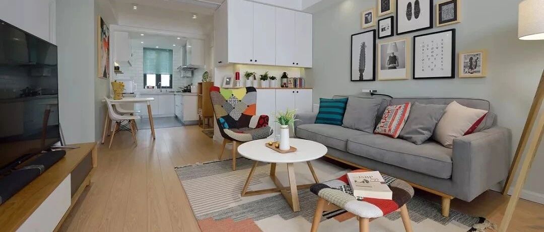 75平的北欧风小户型，做开放式的厨房，次卧变书房