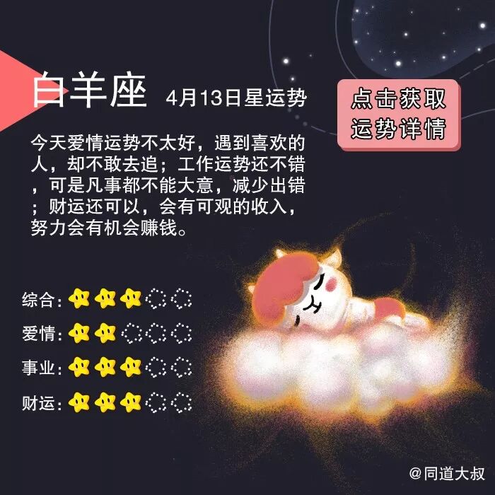 4月13日十二星座运势分析 同道大叔 微文库