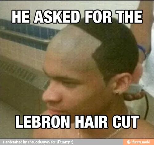 为了致敬詹姆斯，黑叔叔们将发际线剃到后脑勺