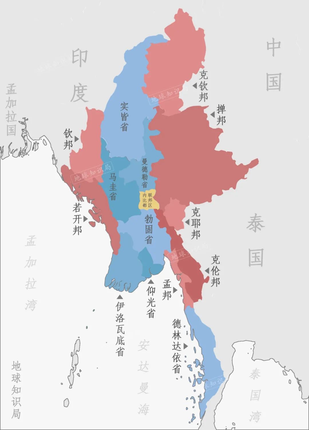 克钦邦地图中文版图片