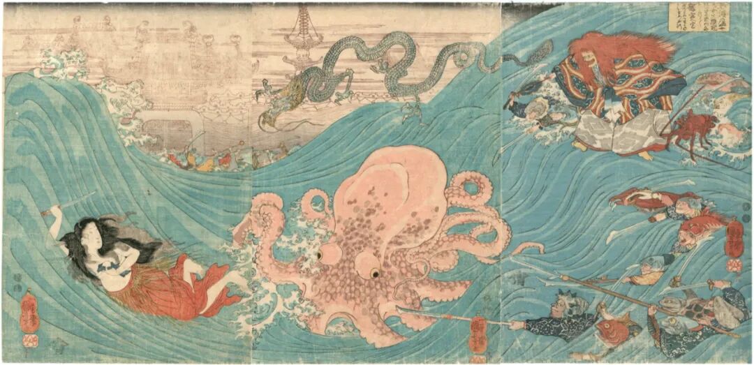 《富岳三十六景》之《神奈川冲浪里》的葛饰北斋,所画的渔夫妻子的梦