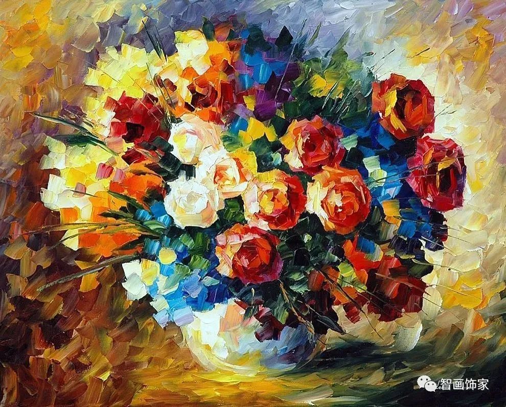 图片[39]-白俄罗斯画家李奥尼德·阿夫列莫夫Leonid Afremov色彩斑斓的花儿油画作品欣赏  数字油画-数字油画网-（个人图片收录）