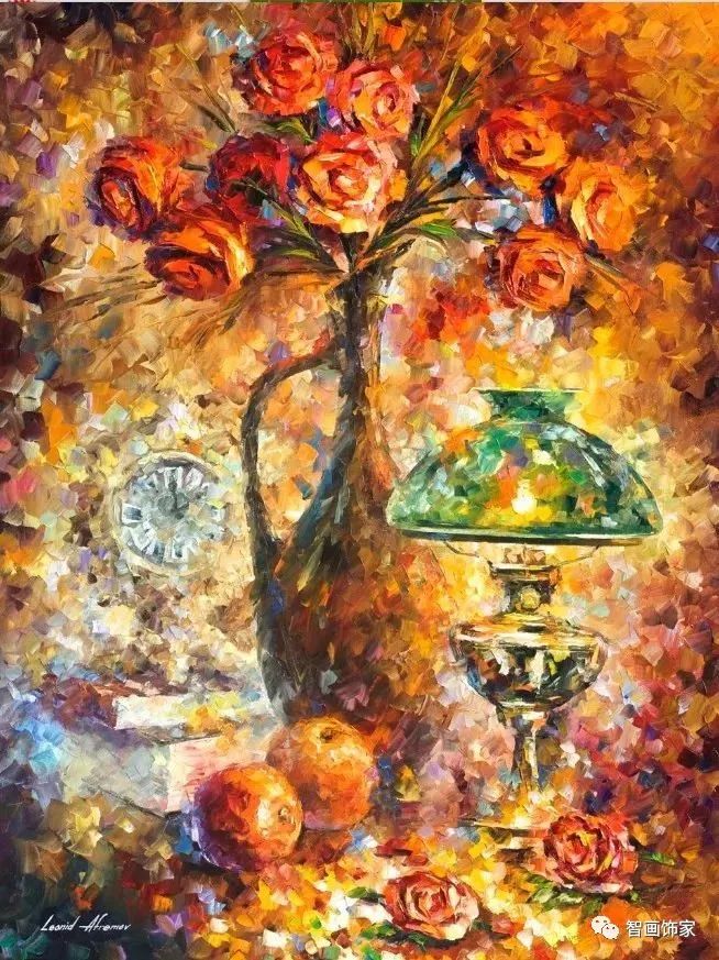 白俄罗斯画家李奥尼德·阿夫列莫夫Leonid Afremov色彩斑斓的花儿