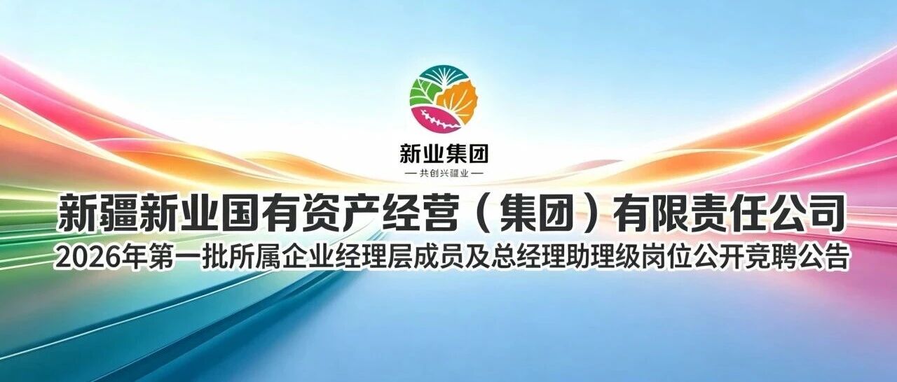 新疆新业国有资产经营（集团）有限责任公司2026年第一批所属企业经理层成员及总经理助理级岗位公开竞聘公告