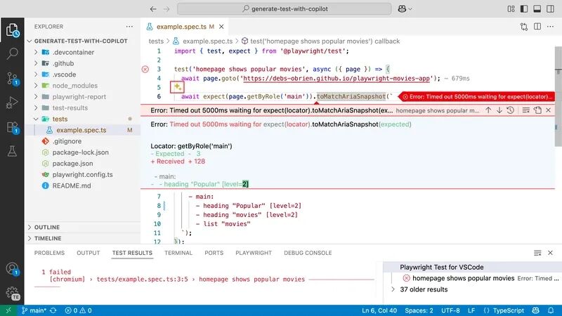 fix with ai in vs code error message