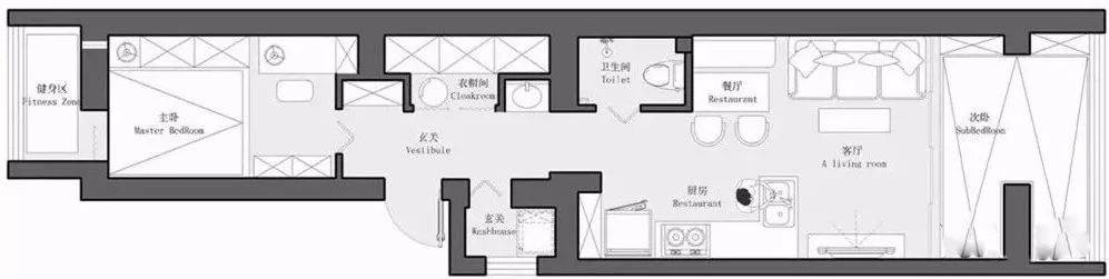 54㎡長條形二居室，陽臺改成榻榻米還有個衣帽間！ 家居 第3張