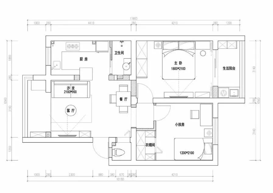 76平的簡約風二居室，半開放式廚房寬敞又好看 家居 第3張