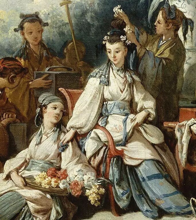 18世纪的中国风挂毯康熙爷穿着喷火的西方龙