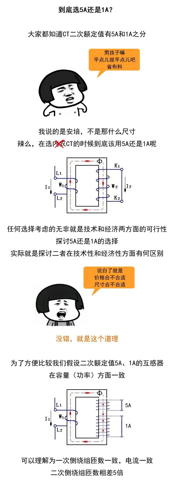 電流互感器二次額定電流到底選5A還是1A？的圖1