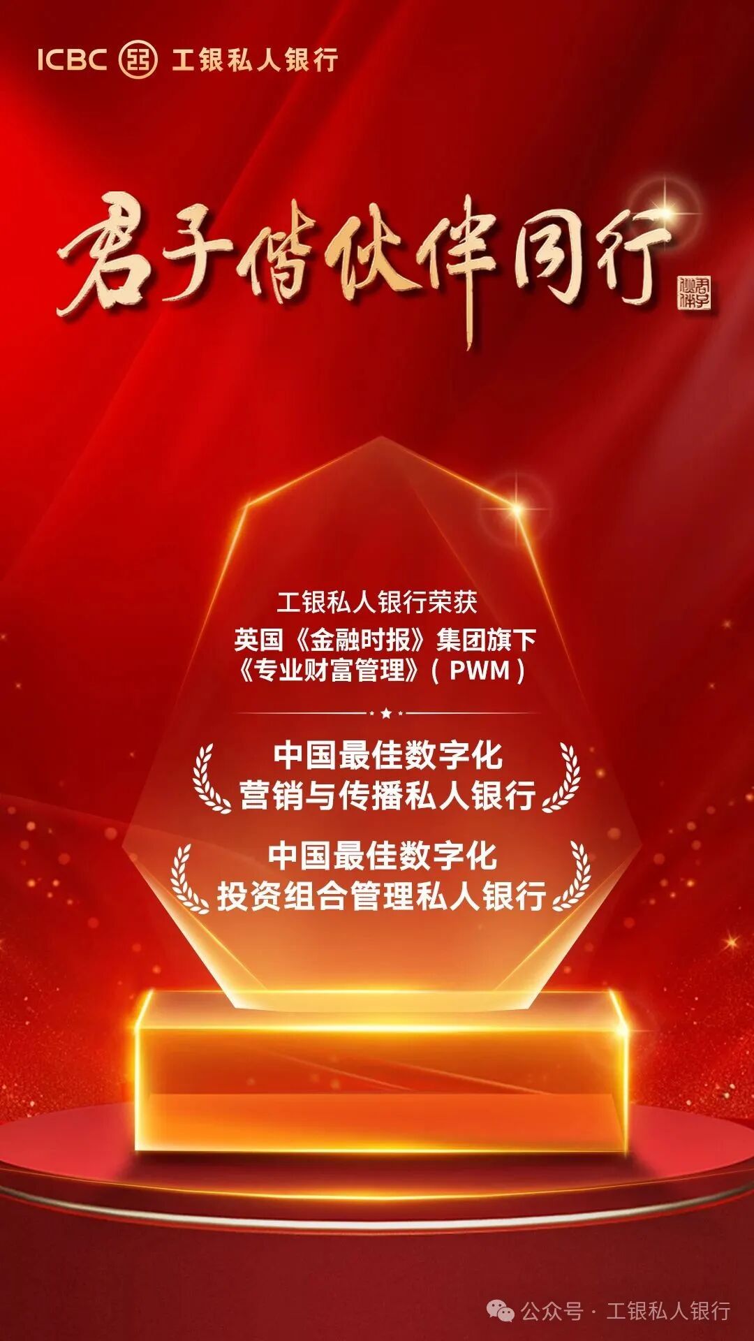 工银私人银行荣膺《专业财富管理》（PWM）杂志两项科技大奖