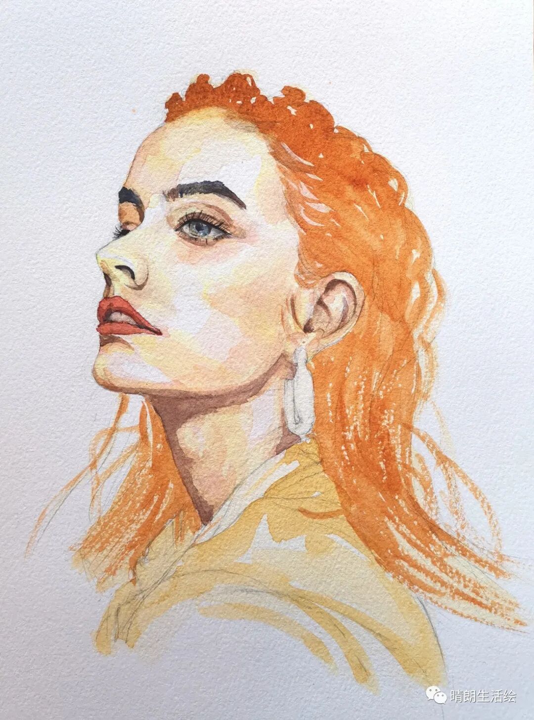 原创水彩人物画流程:侧脸女孩 - chrome插件网