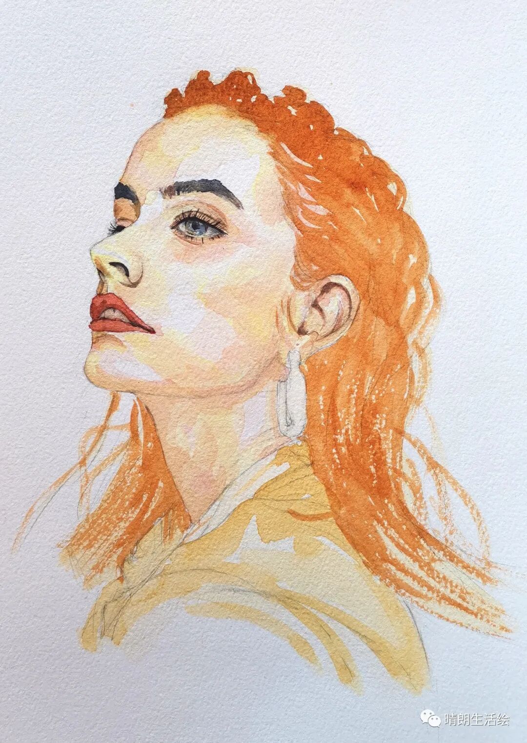 原创水彩人物画流程:侧脸女孩 - chrome插件网