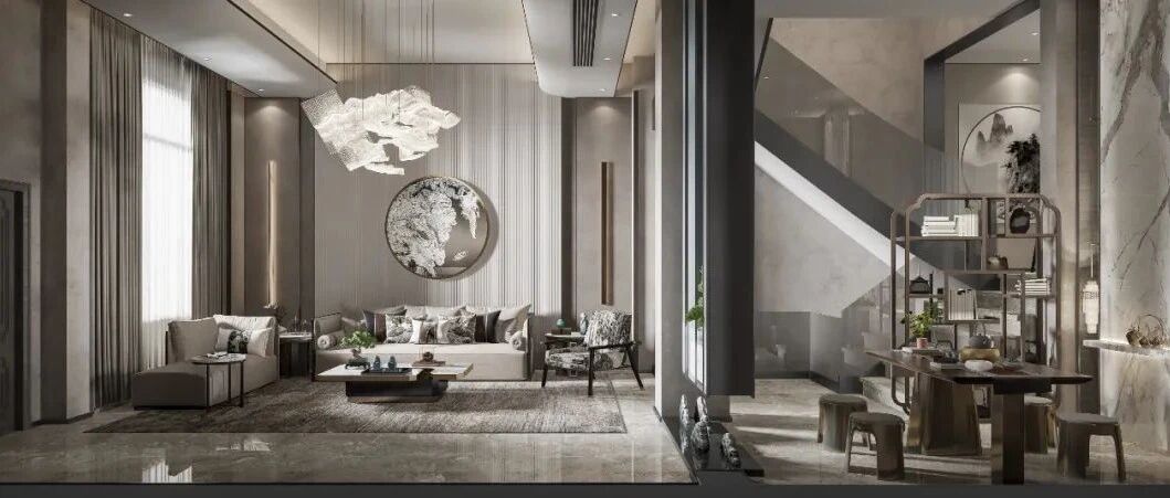 缪斯新作 | 360㎡新中式，山水画境墨韵茶香！