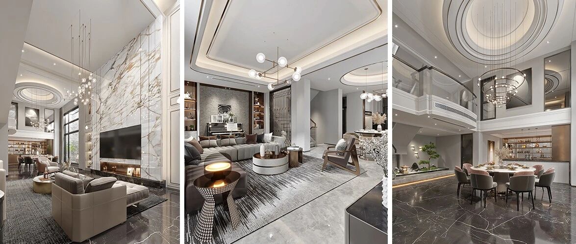 缪斯新作 | 480㎡现代轻奢，金属与灰调碰撞高级感