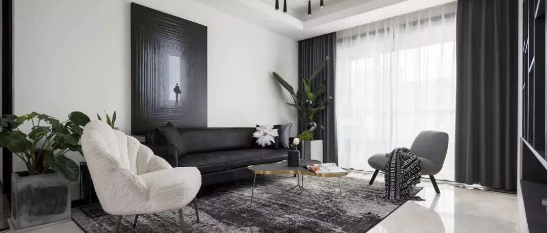 126㎡现代主义3室2厅，简约黑白灰彰显轻奢质感