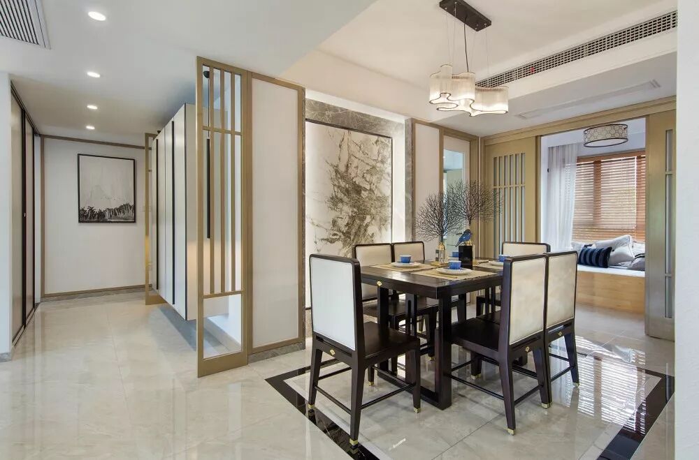 143㎡新中式4室2厅，古典淡雅，整体空间和谐开阔！