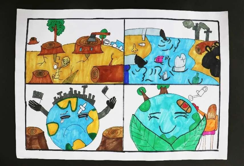 《不要让地球哭泣》卢俊轩 g5e班《垃圾分类从我做起》董芮熙《守护