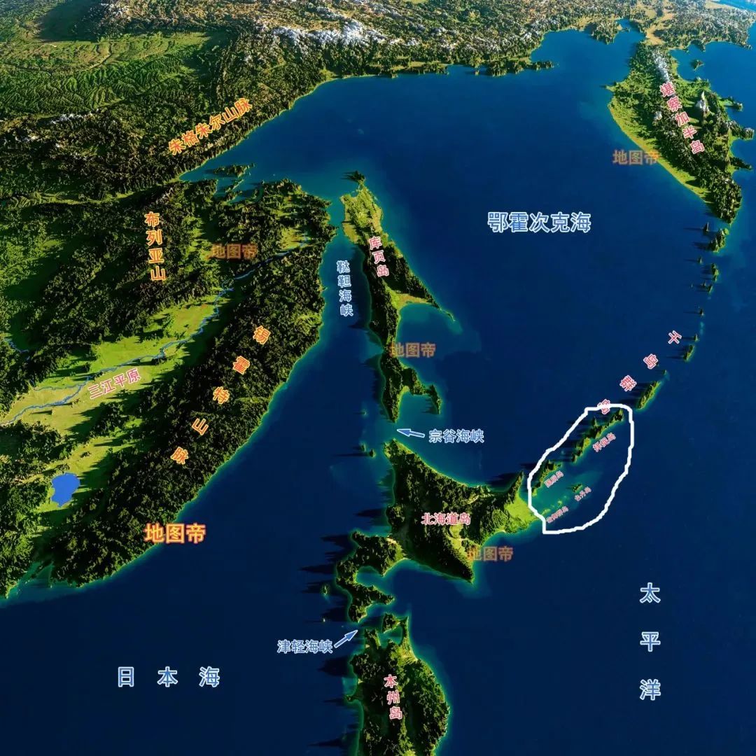 北方四岛(俄称南千岛群岛) 图源:地图帝毕竟,南千岛群岛是什么