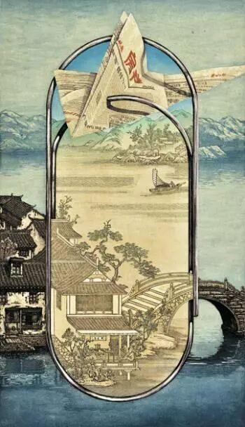 展览中一幅顾志军的版画《迷恋与传说》,将江南水乡的韵味与文蕴通过