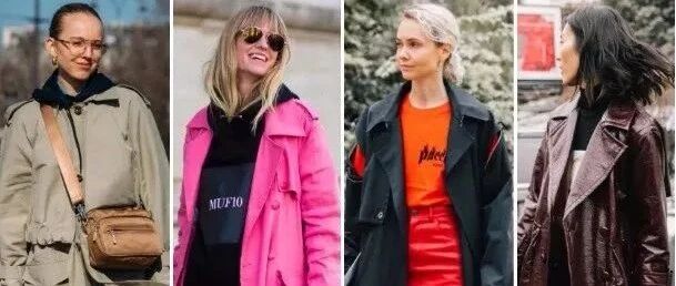 风衣+卫衣=今秋最火混搭套路，时髦炸了！